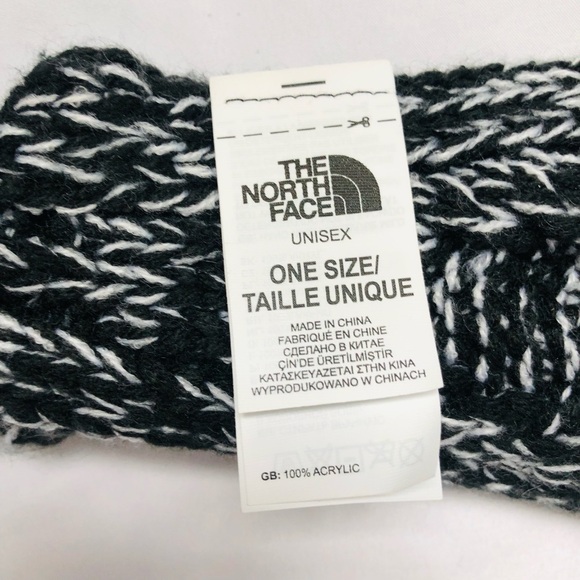 The North Face Cable Knit Black and White Ear Warmer Headband One Size - Picture 9 of 12